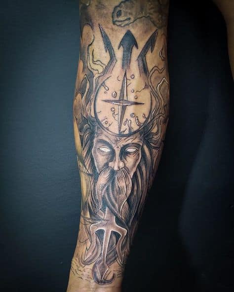 Tatuagem Poseidon sombreada 2