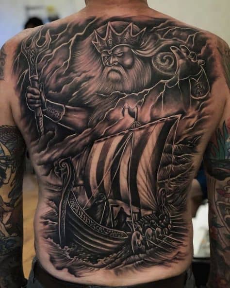 Tatuagem Poseidon sombreado