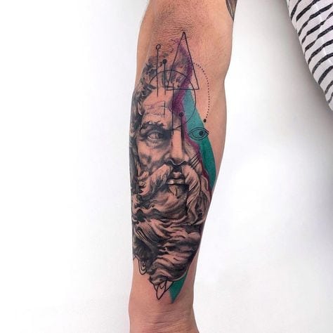 Tatuagem do Poseidon colorida