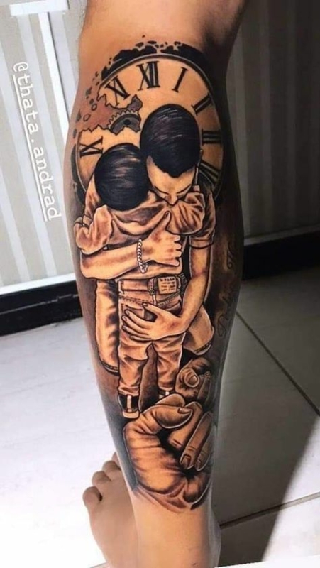 tatuagem Pai e Filho perna 2