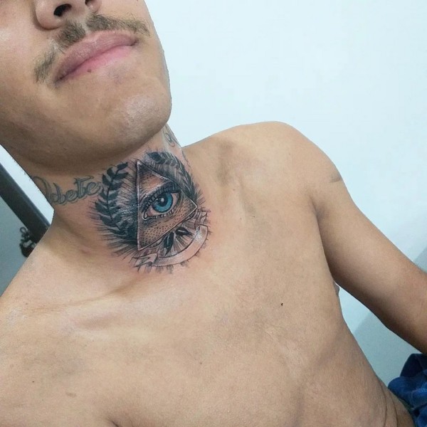 27 tattoo masculina no pescoço olho que tudo vê @japatattoo pb