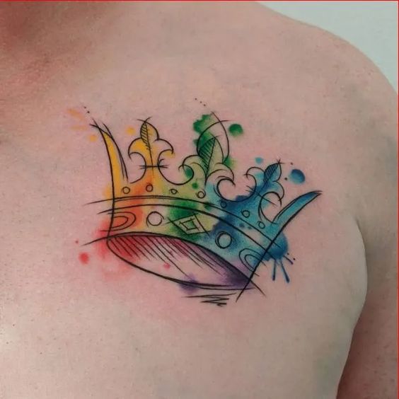 46 tatuagem colorida aquarela coroa Pinterest