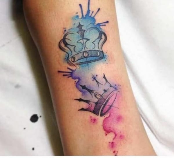 48 tattoos coroa com colorido aquarela Pinterest