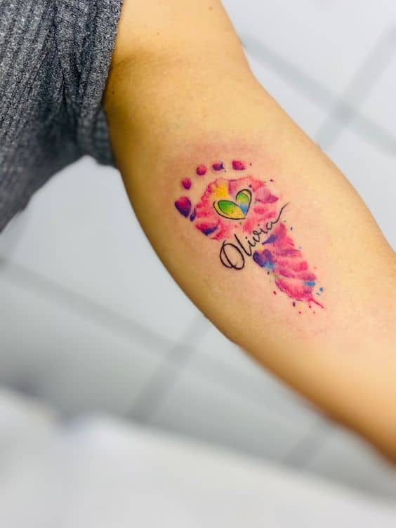 53 tattoo colorida aquarela pezinho Pinterest