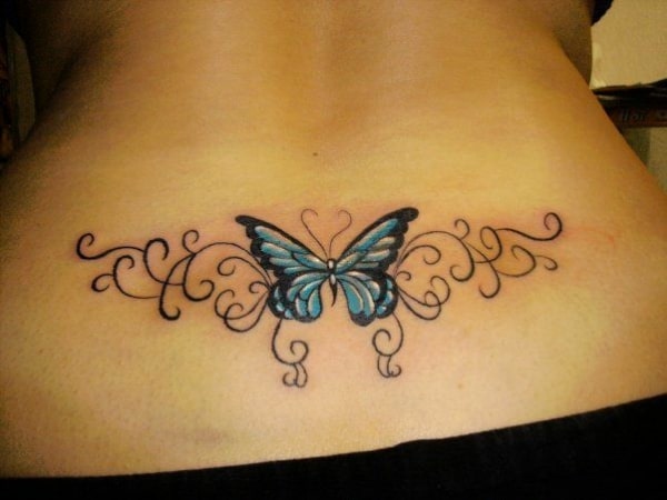 60 tattoo borboleta azul cóccix Pinterest