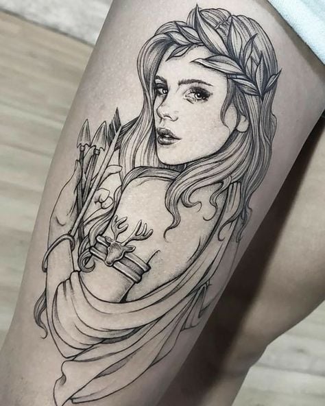 tatuagem mitologia feminina sombreado