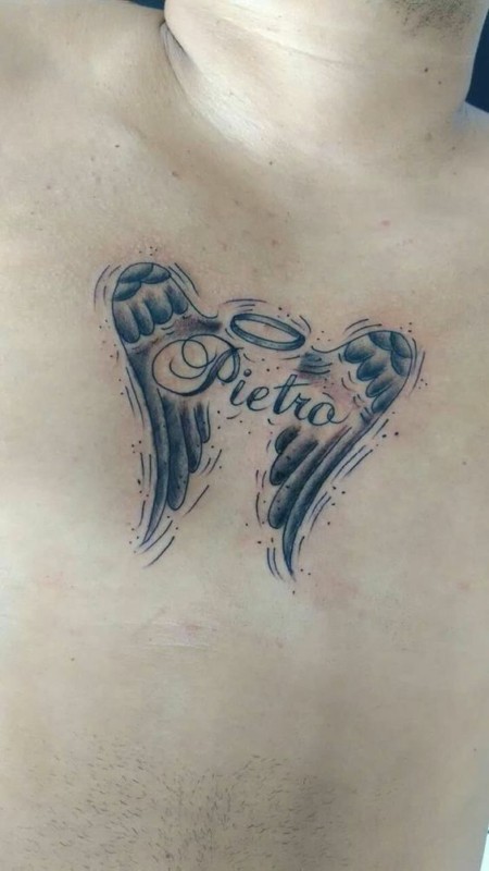10 tattoo asas de anjo com nome Pinterest