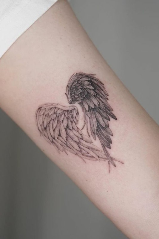 15 tattoo no braço asas de anjo Pinterest