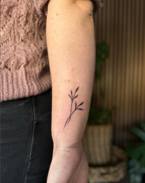 16 tattoo pequena e delicada de ramo no braço @inez tattoo ink
