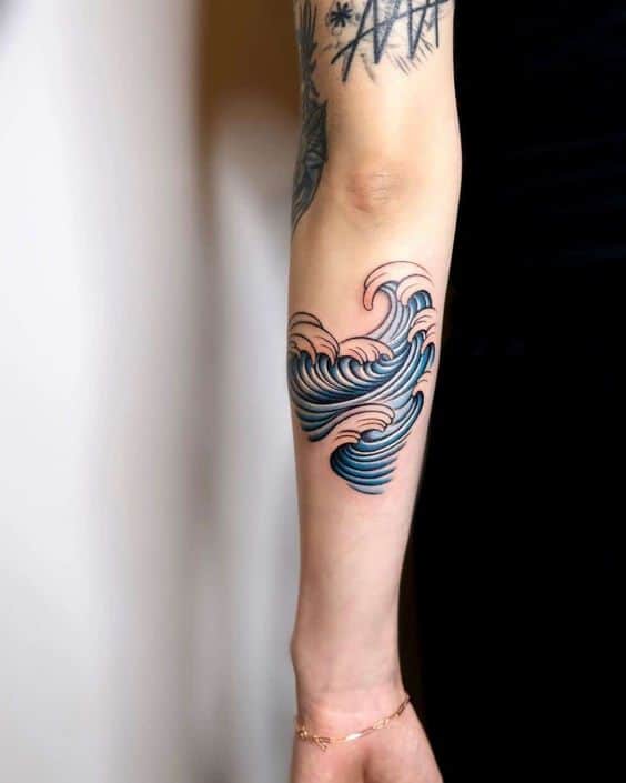 18 tattoo no braço de ondas do mar Pinterest