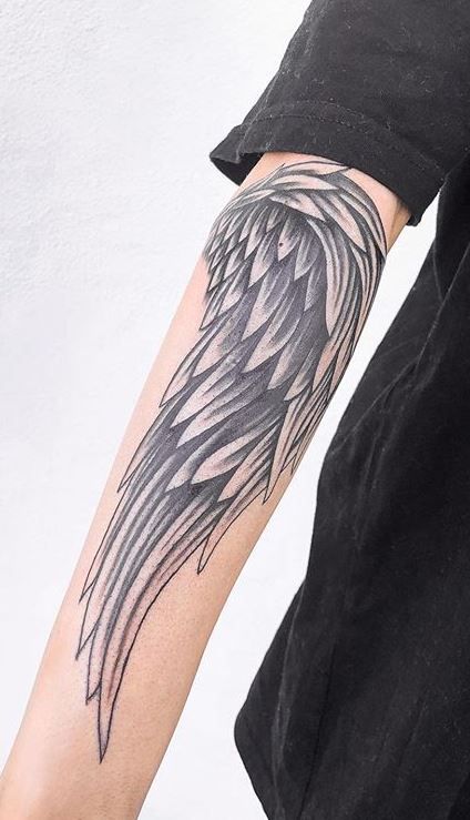 18 tatuagem grande no braço asa de anjo Pinterest