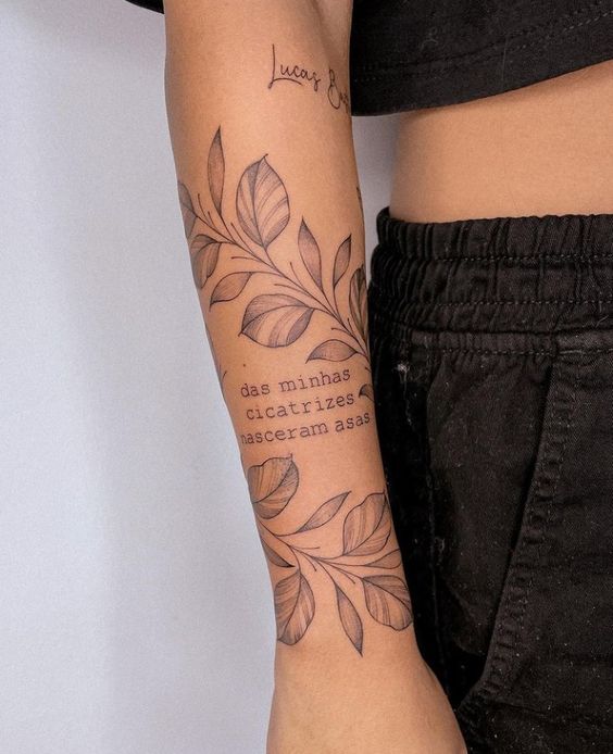 26 tattoo ramo com frase Pinterest