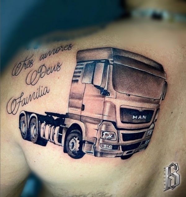 28 tattoo caminhão com frase @brunosilva tattoo