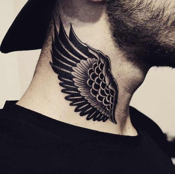 36 tattoo masculina asa de anjo no pescoço Pinterest