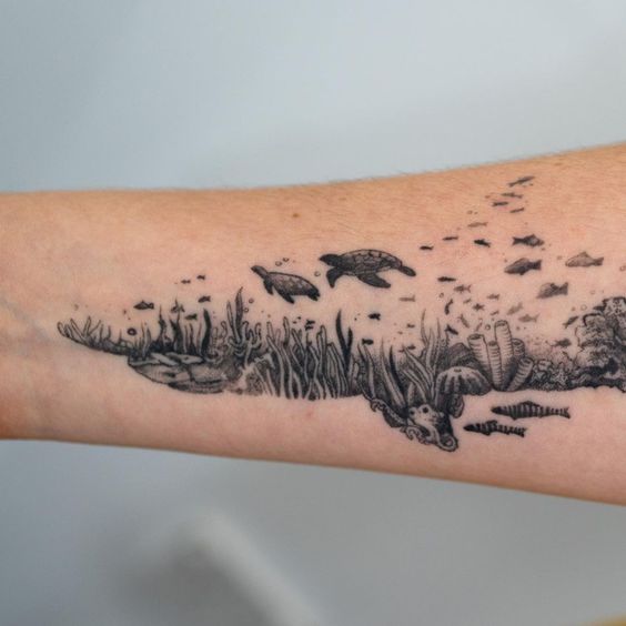 4 tattoo fundo do mar Pinterest