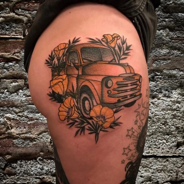 60 tatuagem feminina e colorida de caminhão @idlehandsf