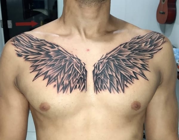65 tatuagem grande e masculina asa de anjo @keketatthoo