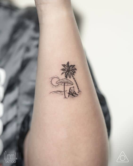 1 tatuagem delicada de praia 1MM Tattoo