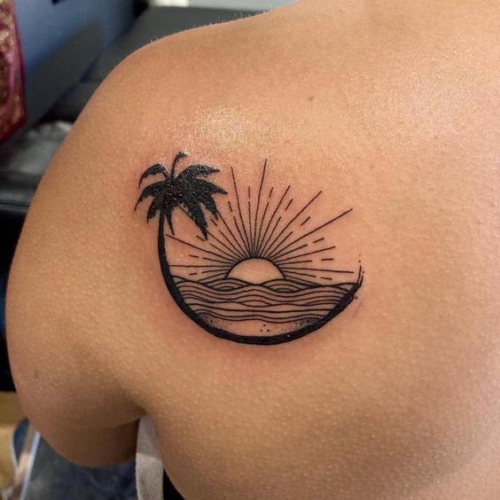 11 tatuagem praia e sol Pinterest