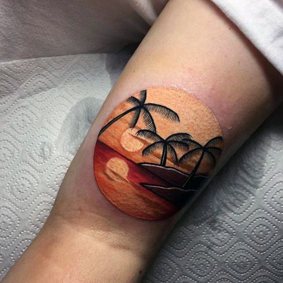 15 tattoo praia e pôr do sol Pinterest