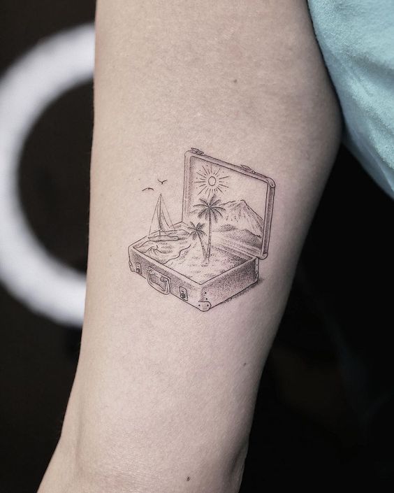 2 tattoo delicada de praia no braço Pinterest