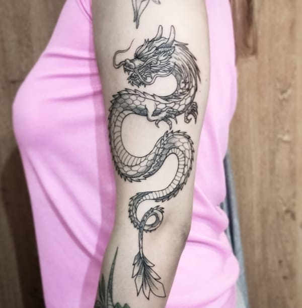 20 tattoo feminina dragão oriental @marques tattoo