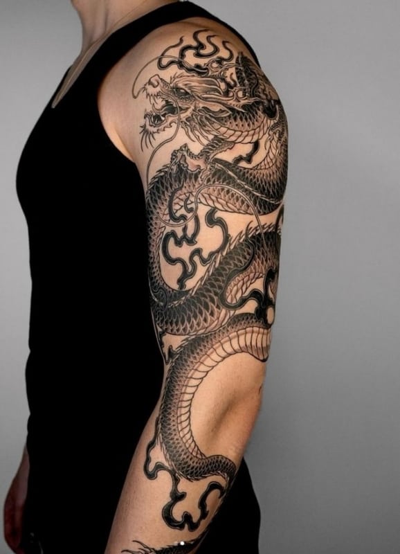 21 tatuagem masculina grande dragão oriental @oaastudio