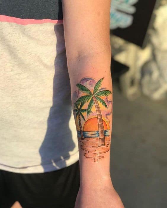 33 tattoo colorida de praia Pinterest
