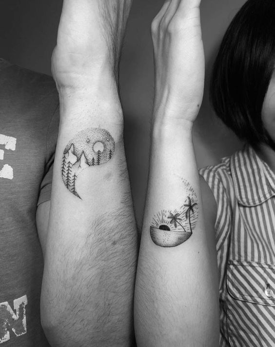 35 tattoo casal yin yang Pinterest