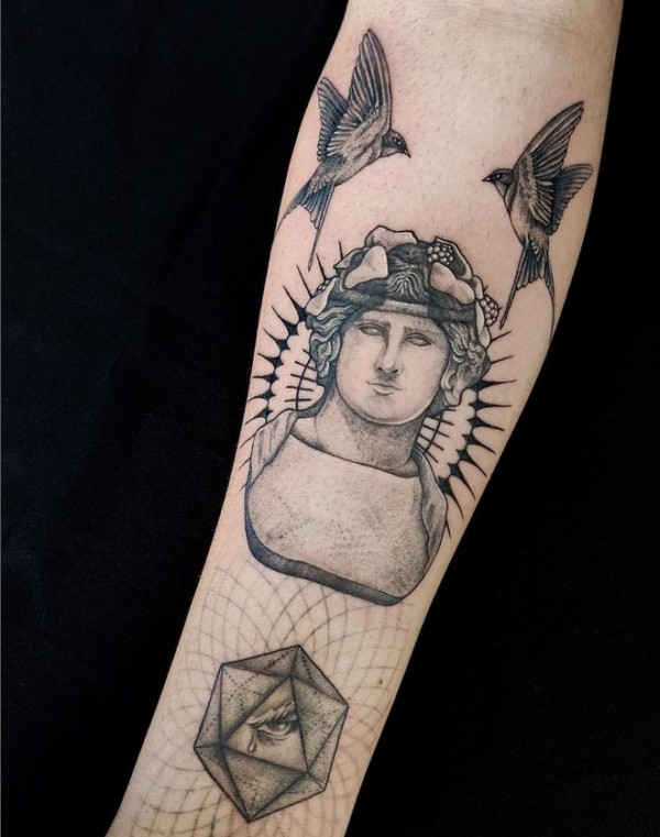35 tattoo deus grego Dioniso @jaga art tattoo