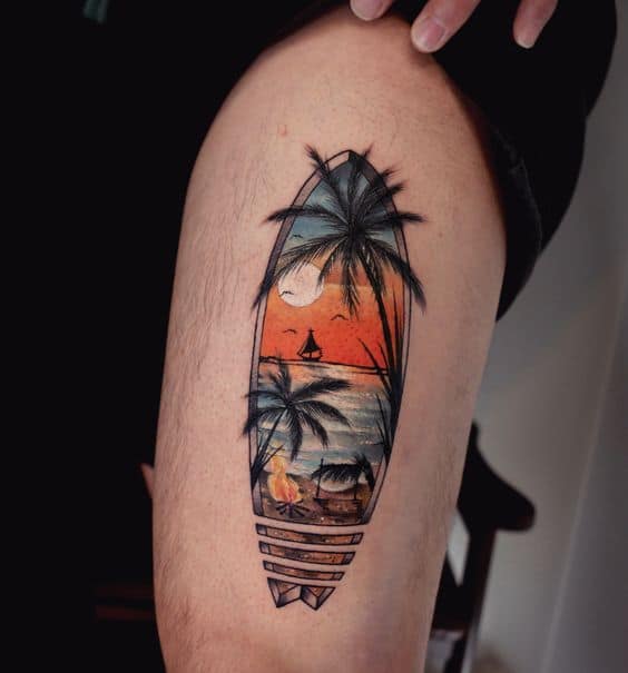 36 tattoo colorida praia Pinterest