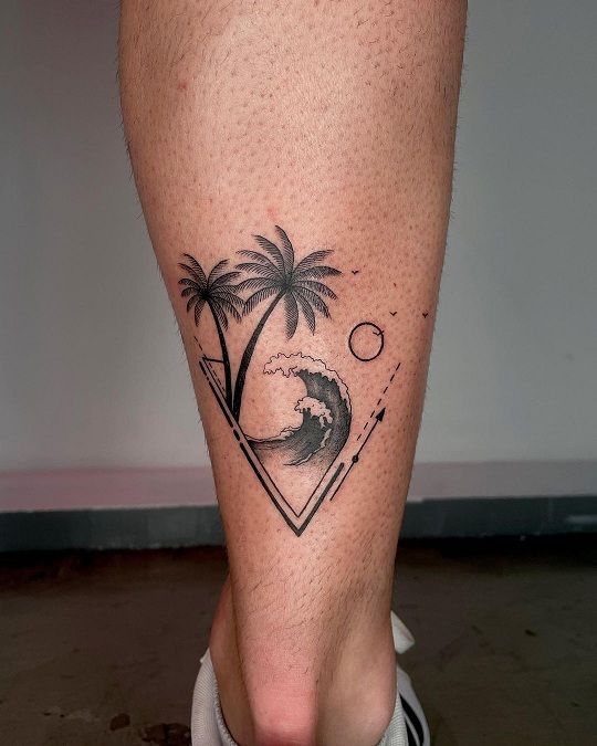 38 tattoo masculina de praia na perna Pinterest