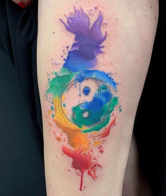 39 tatuagem colorida yin yang Pinterest