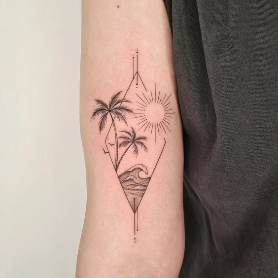 4 tatuagem moderna de praia no braço Pinterest