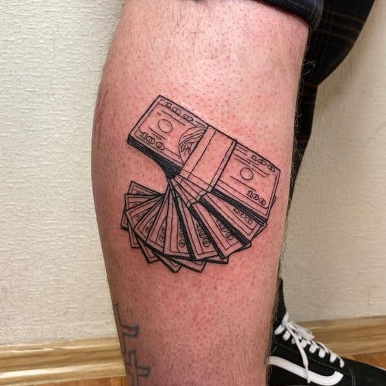 41 tatuagem masculina de dinheiro na perna Pinterest