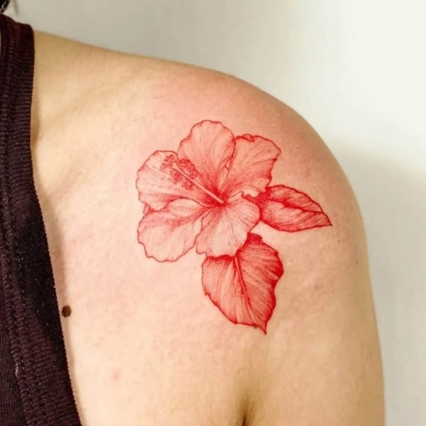 42 tatuagem feminina de flor vermelha Pinterest
