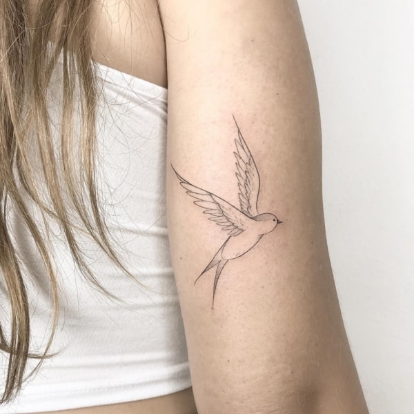 42 tatuagem feminina e delicada andorinha @ricardo di paulla tattoo