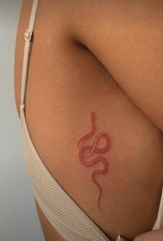 44 tatuagem feminina de cobra vermelha Pinterest