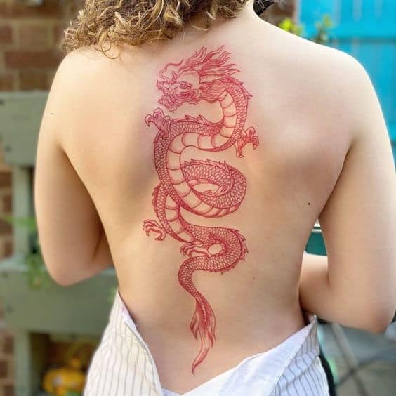 48 tattoo feminina de dragão vermelho nas costas Pinterest