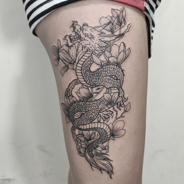 49 tattoo dragão oriental @alvaro tatto