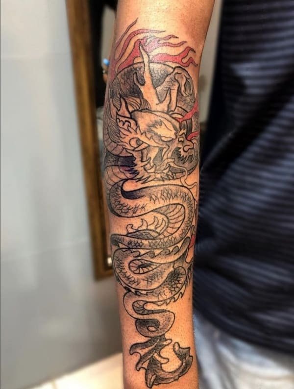 6 tattoo antebraço dragão oriental @ricardocostatattoo