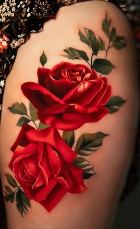 6 tatuagem grande de rosa vermelha Pinterest