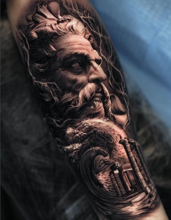 8 tatuagem grande deus grego Poseidon @sumok tattooer