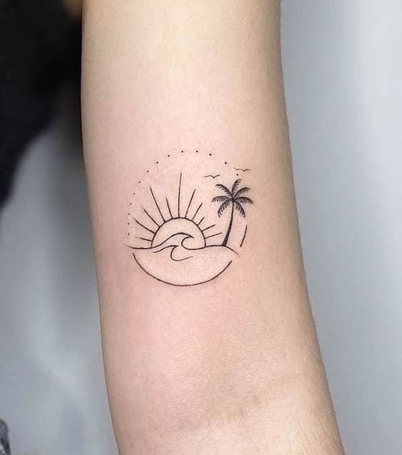 9 tatuagem de praia e sol Pinterest