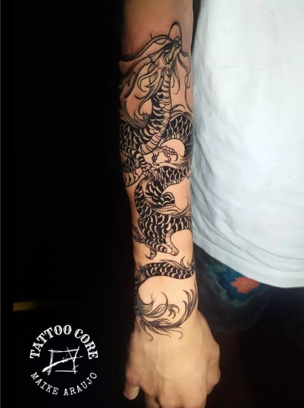 9 tatuagem grande antebraço dragão oriental @maikearaujotattoocore