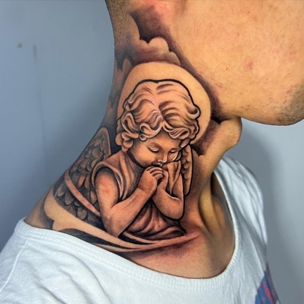 13 tattoo pescoço anjo bebê @johnny inktattoo