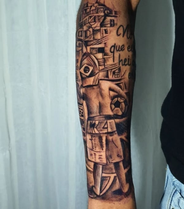 16 tatuagem no braço favela @ramontattoo ig