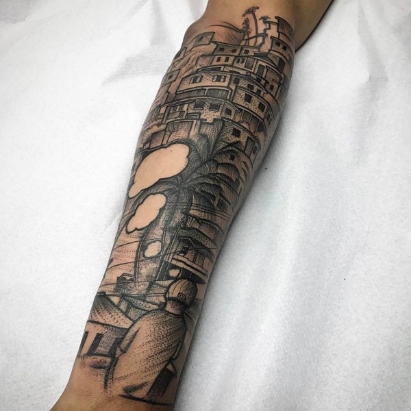 19 tatuagem preto e branco favela @adaorosatattoo