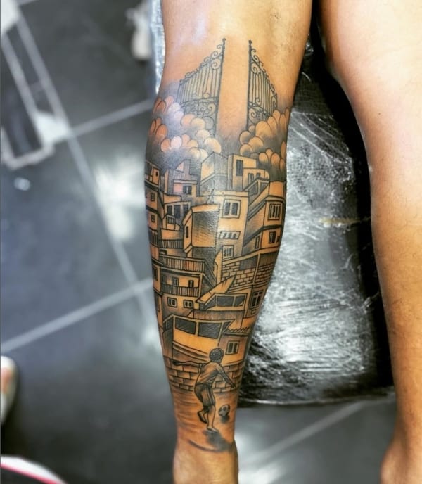 2 tatuagem de favela na perna @deyvyn tattoo