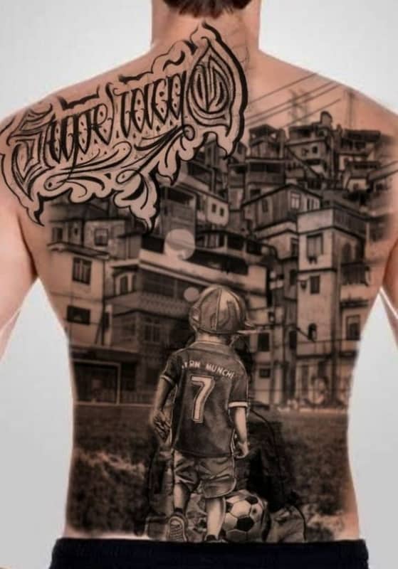 24 tatuagem grande de favela nas costas Pinterest
